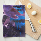 森の中でうめく灰色の狼 キッチンタオル (四つ折り)