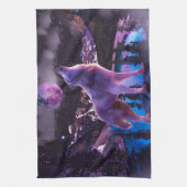 森の中でうめく灰色の狼 キッチンタオル (縦)