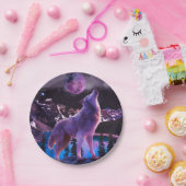 森の中でうめく灰色の狼 ペーパープレート (パーティー)