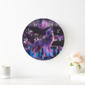 森の中でうめく灰色の狼 ラージ壁時計 (ホーム)