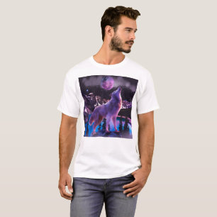 森の中でうめく灰色の狼 Tシャツ