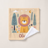 森の中でかわいい微笑みライオン ウォッシュタオル (ウォッシュタオル)