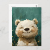 森の中でかわいい楽しい白お洒落熊 ポストカード (正面/裏面)