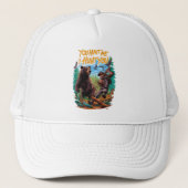 森の中での出会いクマ狩り おもしろい キャップ (正面)