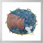 森の中でクマとバニーがお互いを見つけるミカアート ポスター (正面)