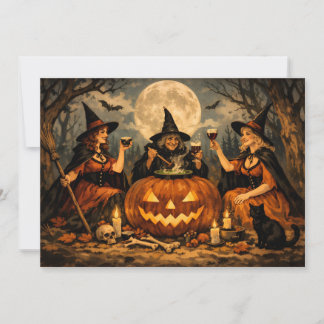 森の中でハロウィンを祝う魔女たち シーズンカード
