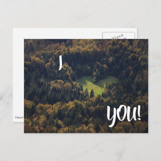 森の中でハートの形をしたカードが好き ポストカード (正面/裏面)