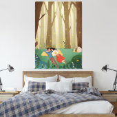 森の中でロマンチックなカップルのハートキャンプ キャンバスプリント (インサイチュ (寝室))