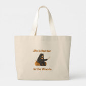 森の中で人生は良い ラージトートバッグ (裏面)
