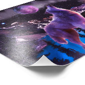 森の中で吠える灰色の狼 フォトプリント (角)