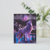 森の中で吠える灰色の狼 ポストカード (スタンド正面)