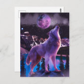 森の中で吠える灰色の狼 ポストカード (正面/裏面)