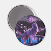 森の中で吠える灰色の狼 マグネット (正面/裏面)