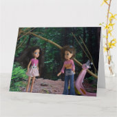 森の中で妹と出会う カード (黄色い花)