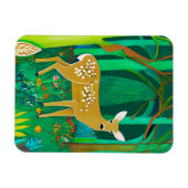 森の中で子鹿が見つかったファンタジー マグネット (横)