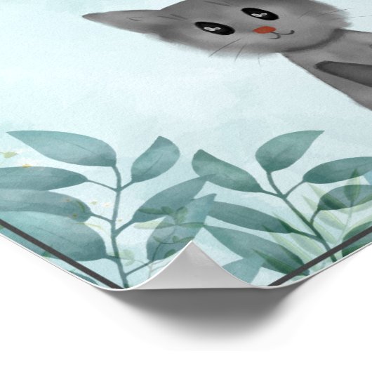 森の中で愛らしい灰色の猫のポスター子供へ ポスター (角)