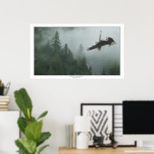 森の中で格闘するハゲのワシ巨大なアートプリント ポスター (ホームオフィス)