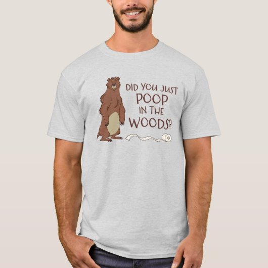 森の中で熊のウンチは？ Tシャツ (正面)