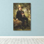 森の中で犬を飼っている少年のポートレート（クナウス） キャンバスプリント (インサイチュ (ウッドフロア))