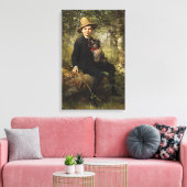 森の中で犬を飼っている少年のポートレート（クナウス） キャンバスプリント (インサイチュ (リビング))