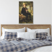 森の中で犬を飼っている少年のポートレート（クナウス） キャンバスプリント (インサイチュ (寝室))