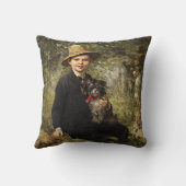 森の中で犬を飼っている少年のポートレート（クナウス） クッション (裏面)