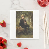 森の中で犬を飼っている少年のポートレート(クナウス) スタンダードランチョンナプキン (インサイチュ)