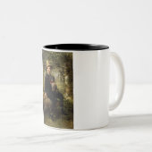 森の中で犬を飼っている少年のポートレート（クナウス） ツートーンマグカップ (正面右)