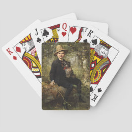 森の中で犬を飼っている少年のポートレート（クナウス） トランプ