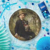 森の中で犬を飼っている少年のポートレート(クナウス) ペーパープレート (パーティー)