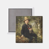 森の中で犬を飼っている少年のポートレート（クナウス） マグネット (正面/裏面)