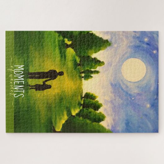 森の中で疑問に思月に照らされた散歩の瞬間 ジグソーパズル (横)