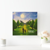 森の中で疑問に思月に照らされた散歩の瞬間 スクエア壁時計 (ホーム)