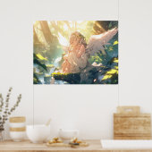 森の中で眠い天使のようなアニメの女の子 ポスター (キッチン)