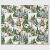 森の中で眠っているサンタのトナカイ ラッピングペーパー (フラット)