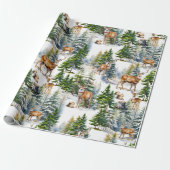 森の中で眠っているサンタのトナカイ ラッピングペーパー (アンロールド)