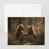 森の中で蜂蜜の瓶と心温まる子グマたち ポストカード (正面/裏面)