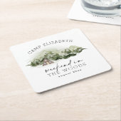 森の中で週末キャンプ独身最後の夜 スクエアペーパーコースター (アングル)