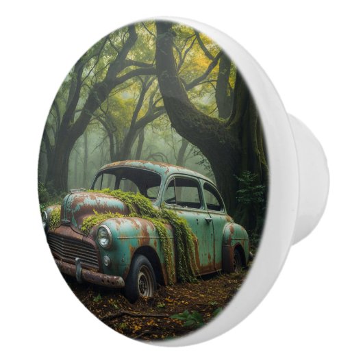 森の中で錆び捨てられたヴィンテージカー セラミックノブ (右)