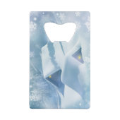 森の中で雪が屋根を乗り越えた クレジットカード栓抜き (裏面)