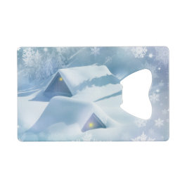 森の中で雪が屋根を乗り越えた クレジットカード栓抜き