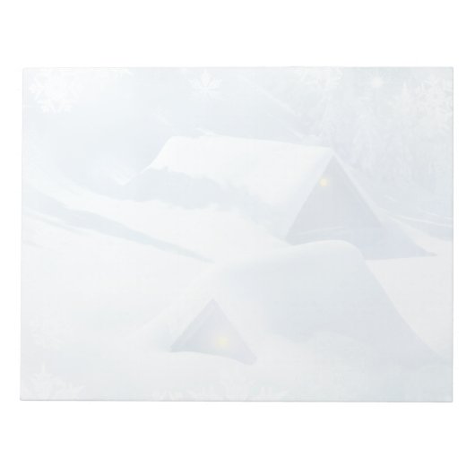 森の中で雪が屋根を乗り越えた ノートパッド (正面)