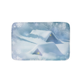 森の中で雪が屋根を乗り越えた バスマット