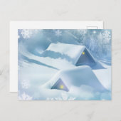 森の中で雪が屋根を乗り越えた ポストカード (正面/裏面)