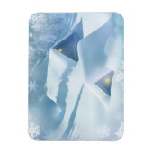 森の中で雪が屋根を乗り越えた マグネット (縦)