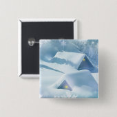 森の中で雪が屋根を乗り越えた 缶バッジ (正面&裏面)