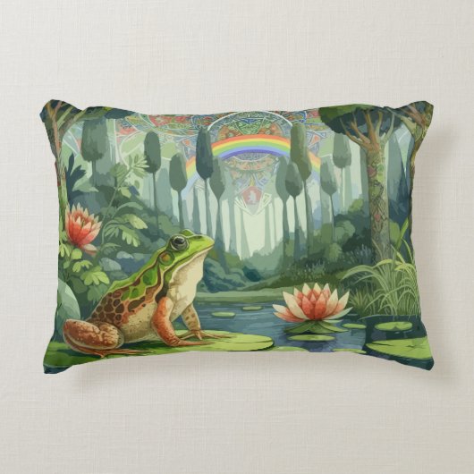 森の中で魔法をかけるウィリアム・モリス・カエル アクセントクッション (正面)