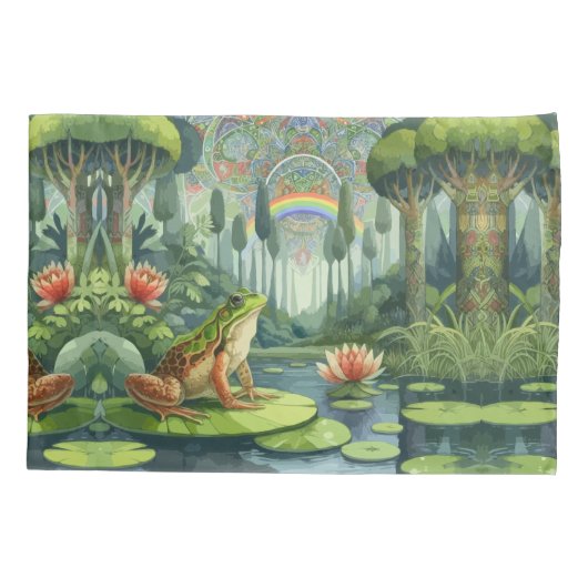 森の中で魔法をかけるウィリアム・モリス・カエル 枕カバー (裏面)