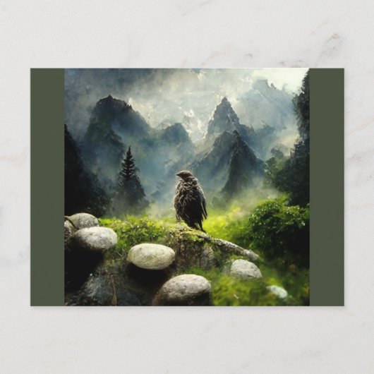 森の中で鷹を飼う ポストカード (正面)