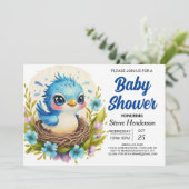 森の中にかわいい男の子ベイビーシャワー 招待状 (スタンド正面)